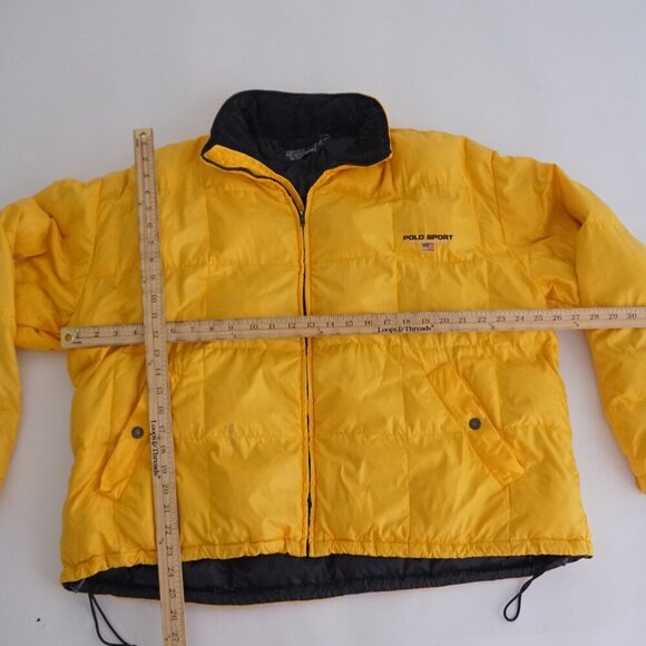 Vintage '90S Polo Ralph Lauren Bright Yellow Puffer Down Feather Winter Jacket L - Picture 3 of 15